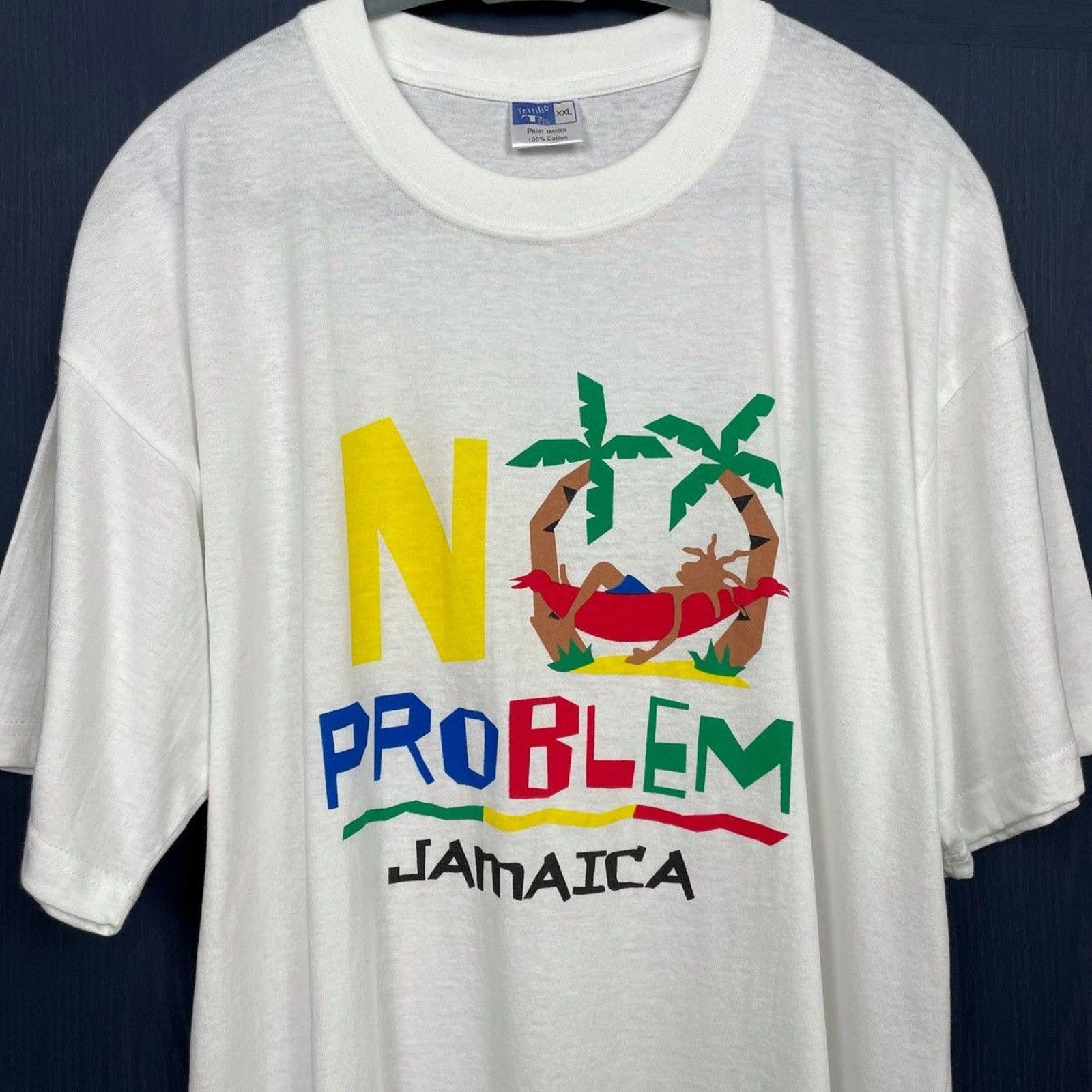 Harley Davidson × Japanese Brand × Vintage 🇯🇲VTG Jamaica No Problem Rasta Man T Size US XXL / EU 58 / 5 - 1 Thumbnail