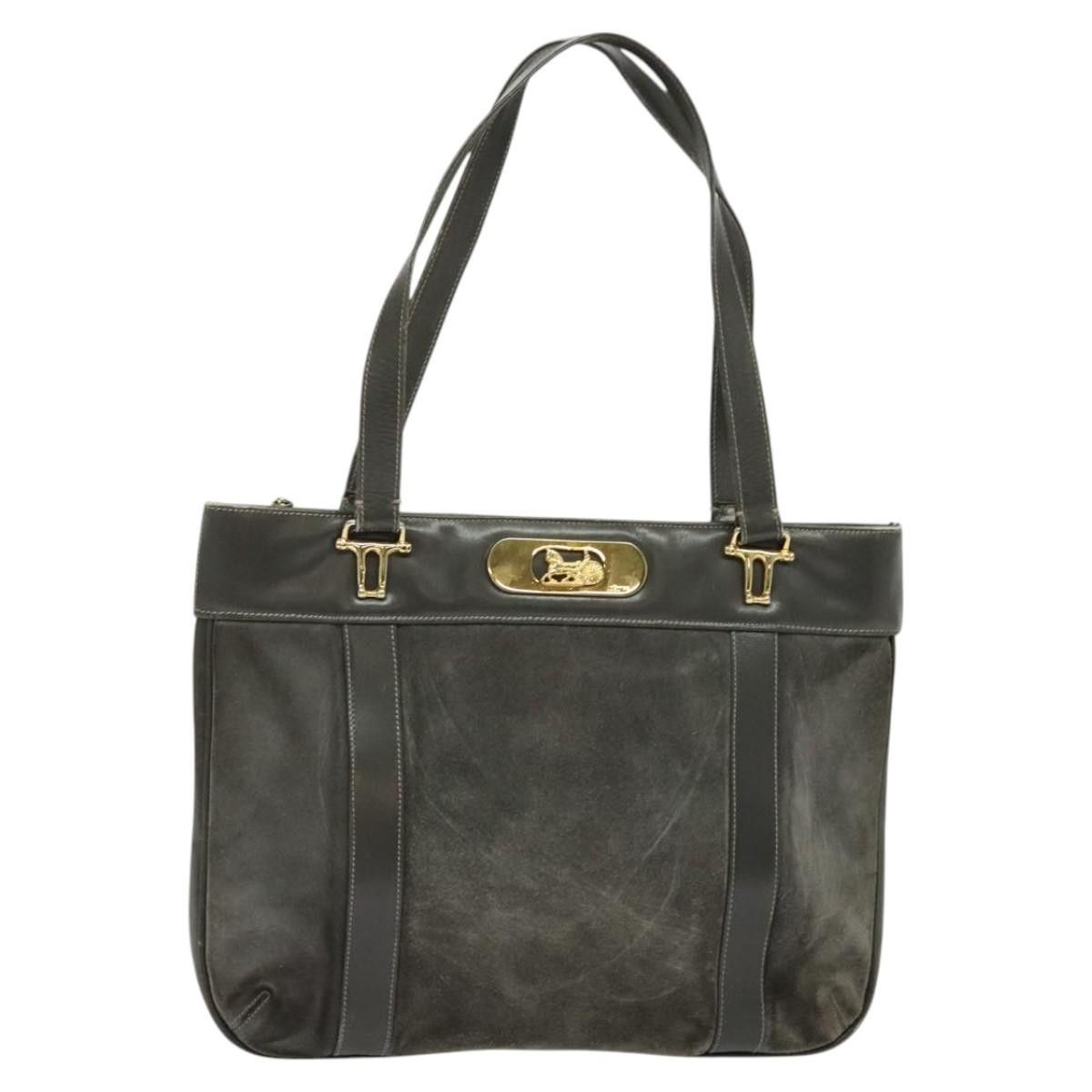 Celine CELINE Hand Bag Suede Leather Gray Gold Size ONE SIZE - 2 Thumbnail