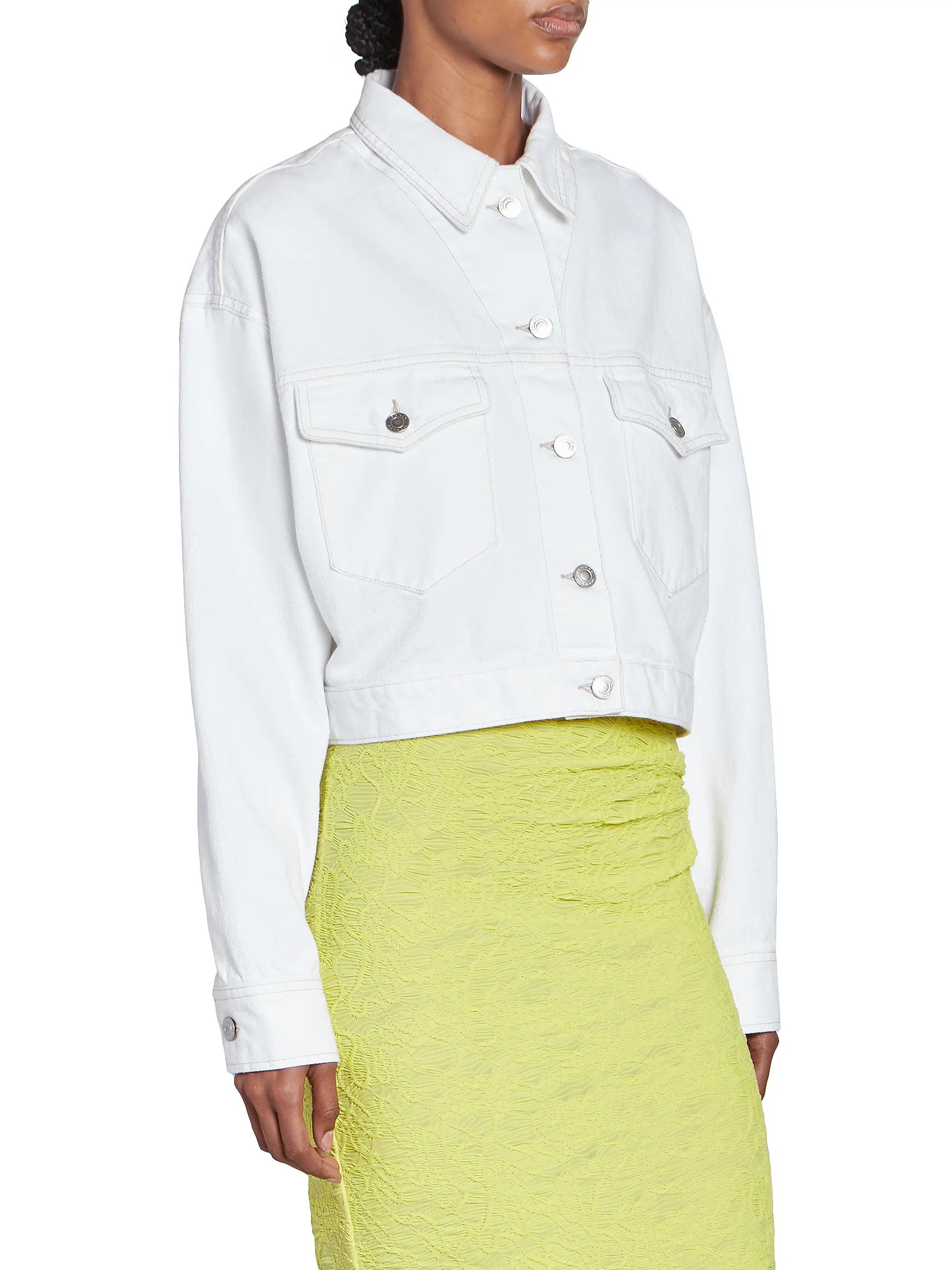 Isabel Marant o1B3y1r0526 Tadia Denim Jacket in White Size M / US 6-8 / IT 42-44 - 4 Thumbnail