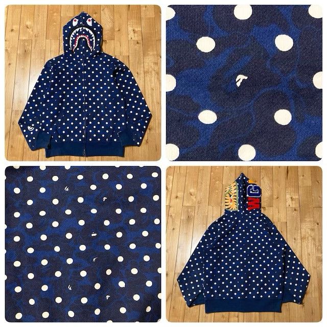 Bape 2015 BAPE DOT ABC CAMO Shark Full Zip Hoodie Navy APE Size US L / EU 52-54 / 3 - 1 Thumbnail