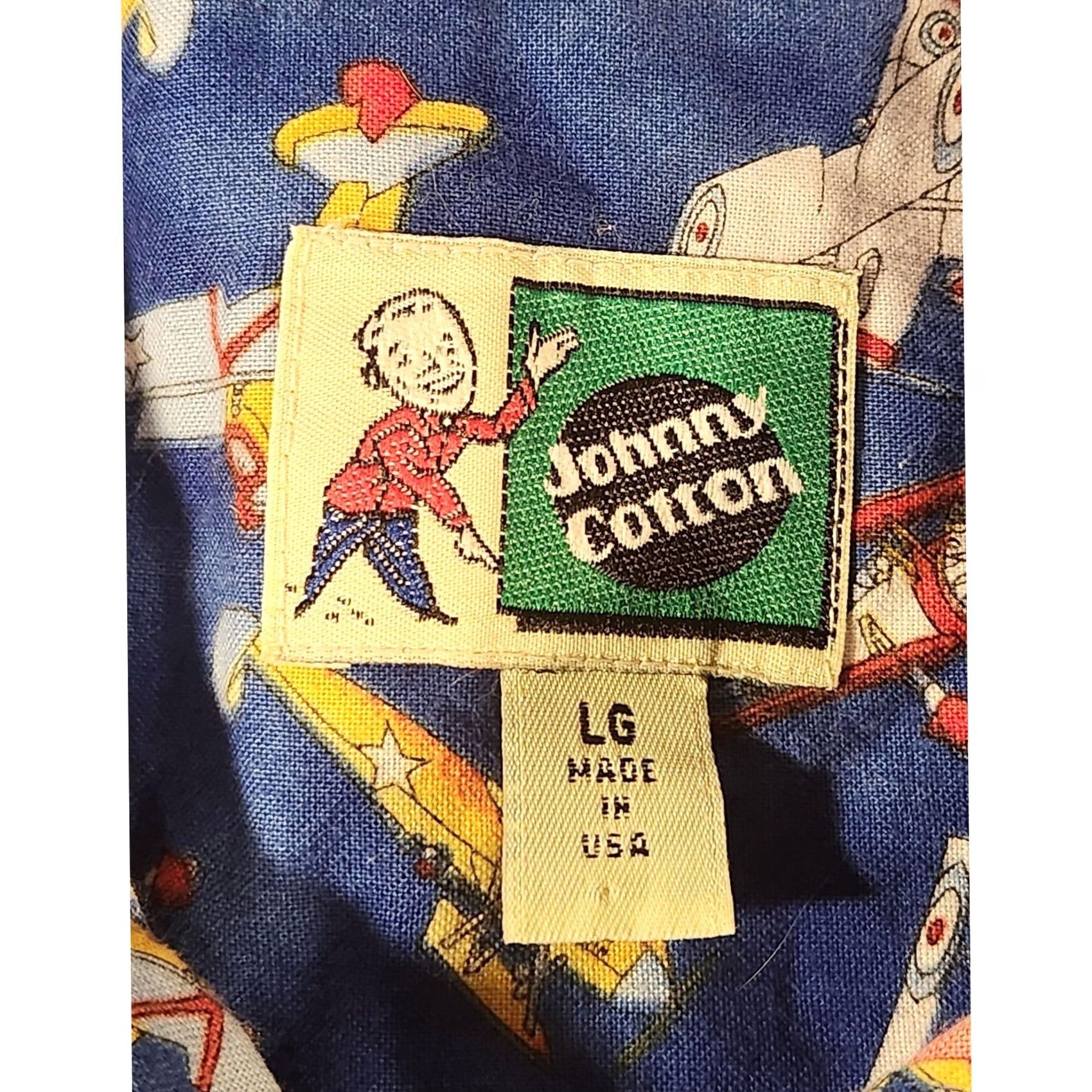 Vintage VINTAGE Johnny Cotton Shirt Mens Large Airplane Aviation Print Blue Made in USA Size US L / EU 52-54 / 3 - 2 Thumbnail