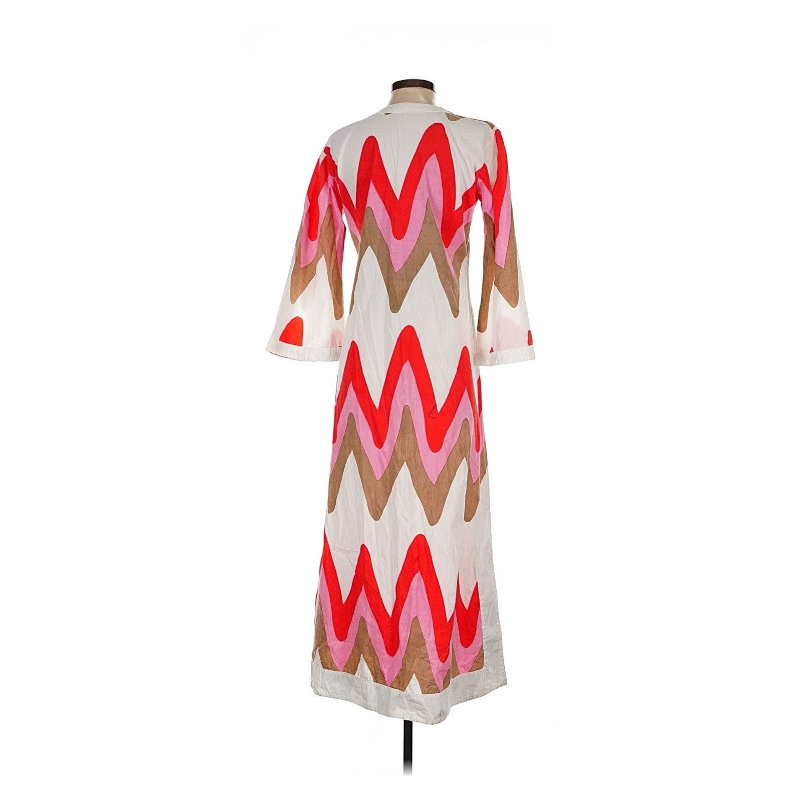 Other Virginia Witneck Red White Zig Zag Maxi Kaftan Cotton Small Size S / US 4 / IT 40 - 2 Thumbnail