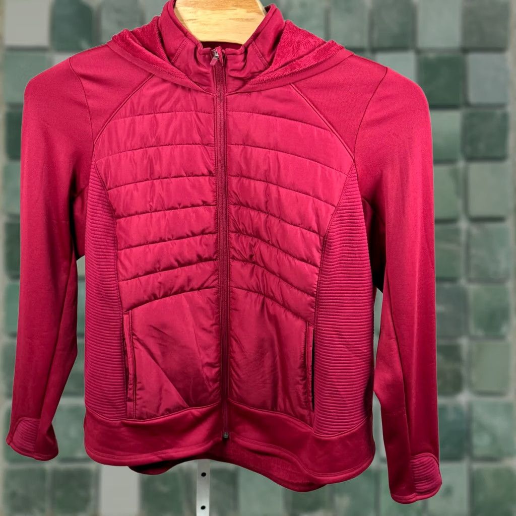 Tek Gear Tek Gear 2X Hybrid Puffer Jacket Quilted Fleece Lined Hood Active Mixed Media Jacket Womens Plus 2X Pink Size XXL / US 16-18 / IT 52-54 - 1 Thumbnail