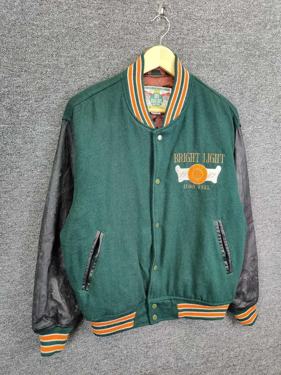 Japanese Brand Vintage 90s Bright Light Wool Varsity Leather Jacket Size US M / EU 48-50 / 2 - 6 Thumbnail