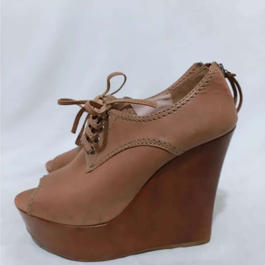 Miu Miu Miu Miu Leather Lace Up Wedges / Womens Boots Size US 10.5 / IT 40.5 - 2 Thumbnail