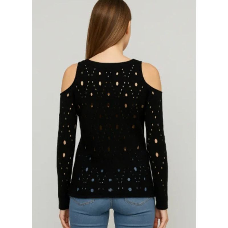 Other Boho Gothic Punk Open Knit Crochet Cold Shoulder Top Lush S Size S / US 4 / IT 40 - 8 Thumbnail