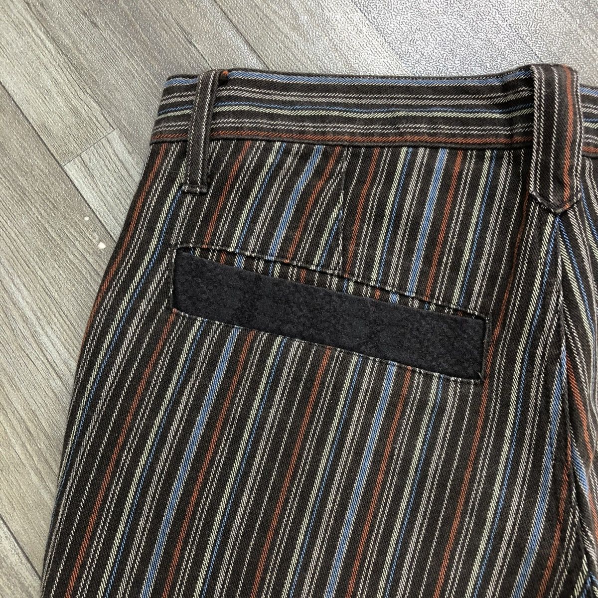 If Six Was Nine × Japanese Brand × Tornado Mart 2000s Tornado Mart Stripped Line Button GOA LGB Flared Jeans Size US 31 - 13 Thumbnail