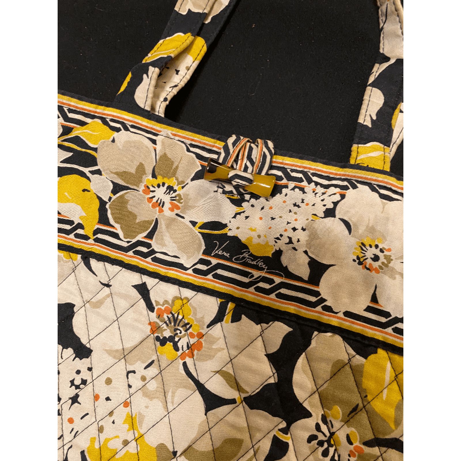 Vera Bradley Vera Bradley Retired Dogwood Tote Yellow Black Floral Bag Size ONE SIZE - 4 Thumbnail