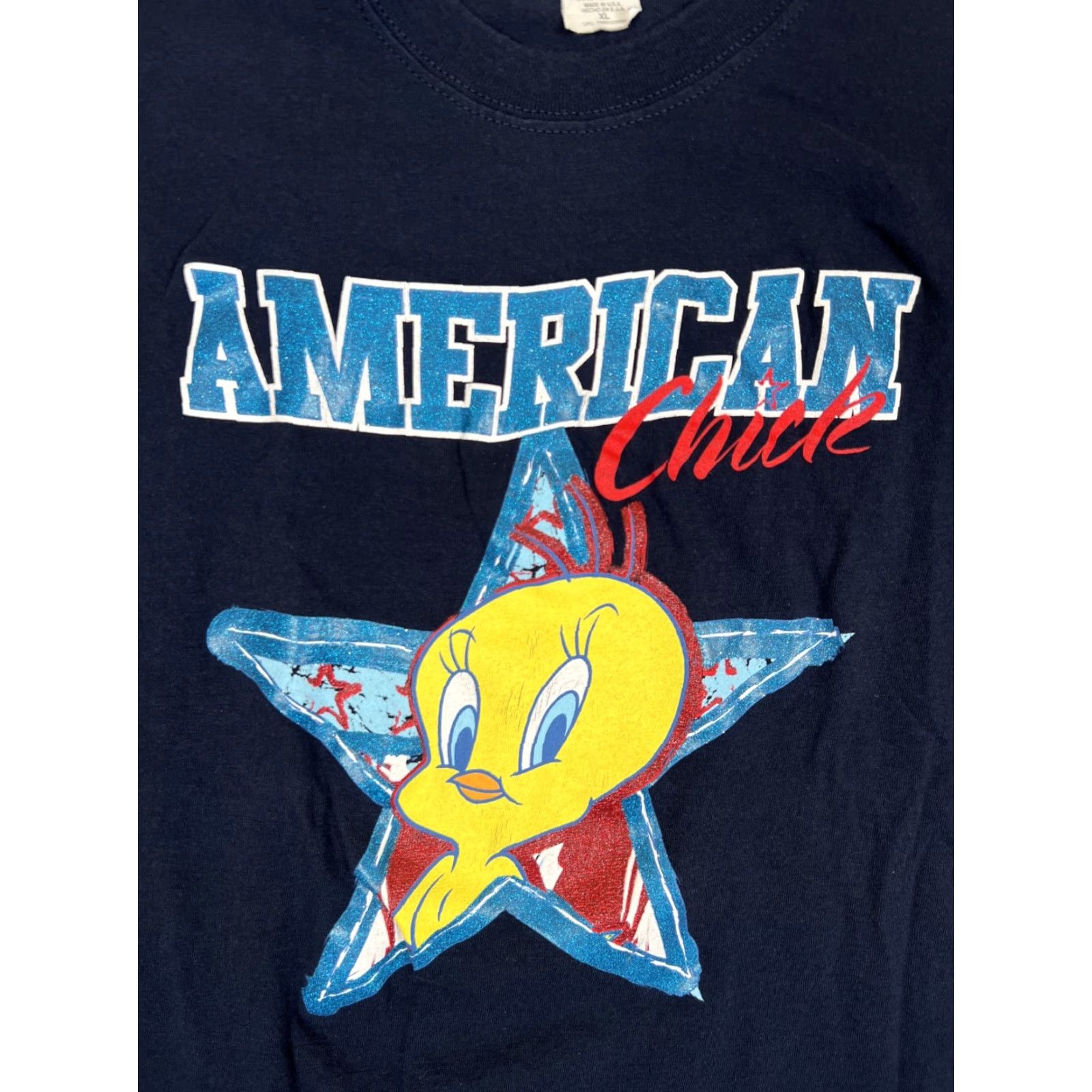 Vintage VINTAGE Tweety Bird American Chick Graphic T-Shirt XL Men USA Made Short Sleeve Crew Neck Blue Cotton 90s Cartoon Looney Tunes USA Size US XL / EU 56 / 4 - 2 Thumbnail