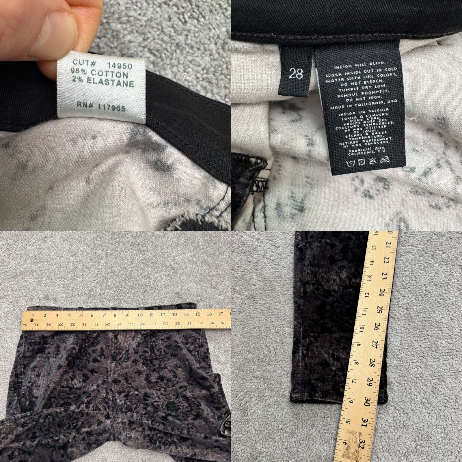 J Brand J Brand 815 Super Skinny Mirage Corduroy Pants 28 Black Gray Brocade Damask Women Size 28" / US 6 / IT 42 - 8 Thumbnail