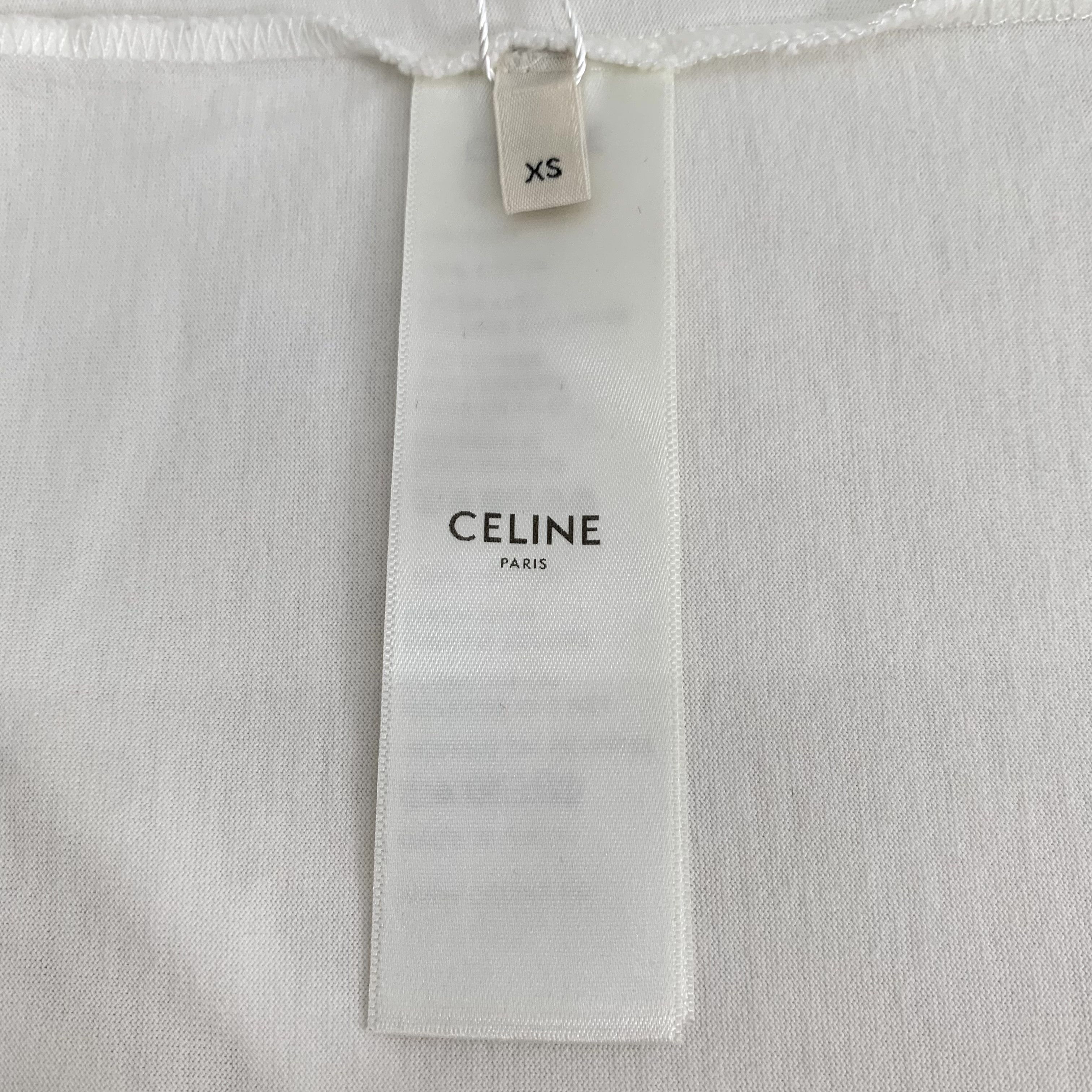 Celine Celine Tee – White Logo Print Cotton (Size XS) Size XS / US 0-2 / IT 36-38 - 5 Thumbnail