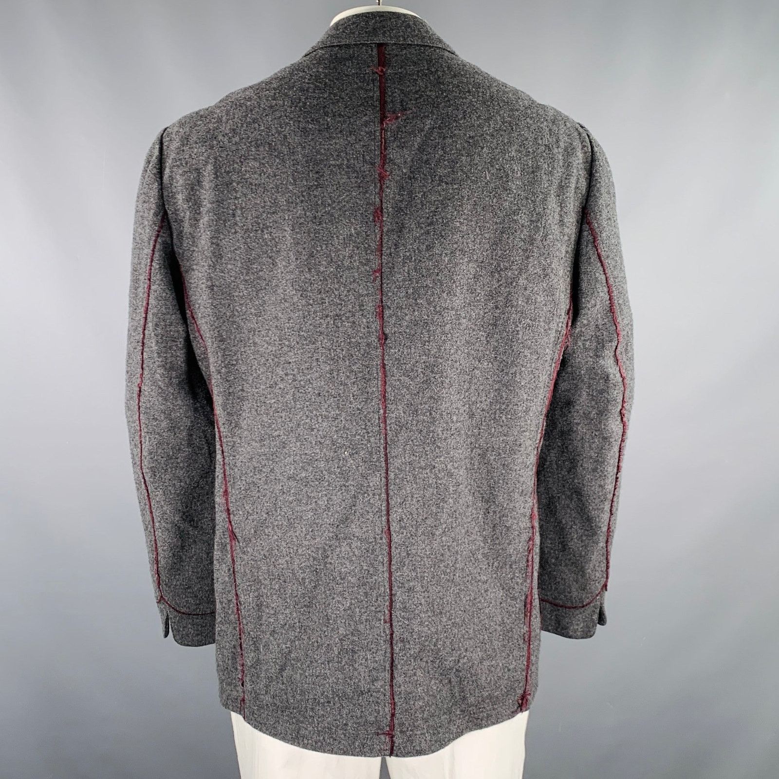 Paul Smith Size 42 Grey Burgundy Wool Blend Contrast Trim Jacket Size US L / EU 52-54 / 3 - 3 Thumbnail