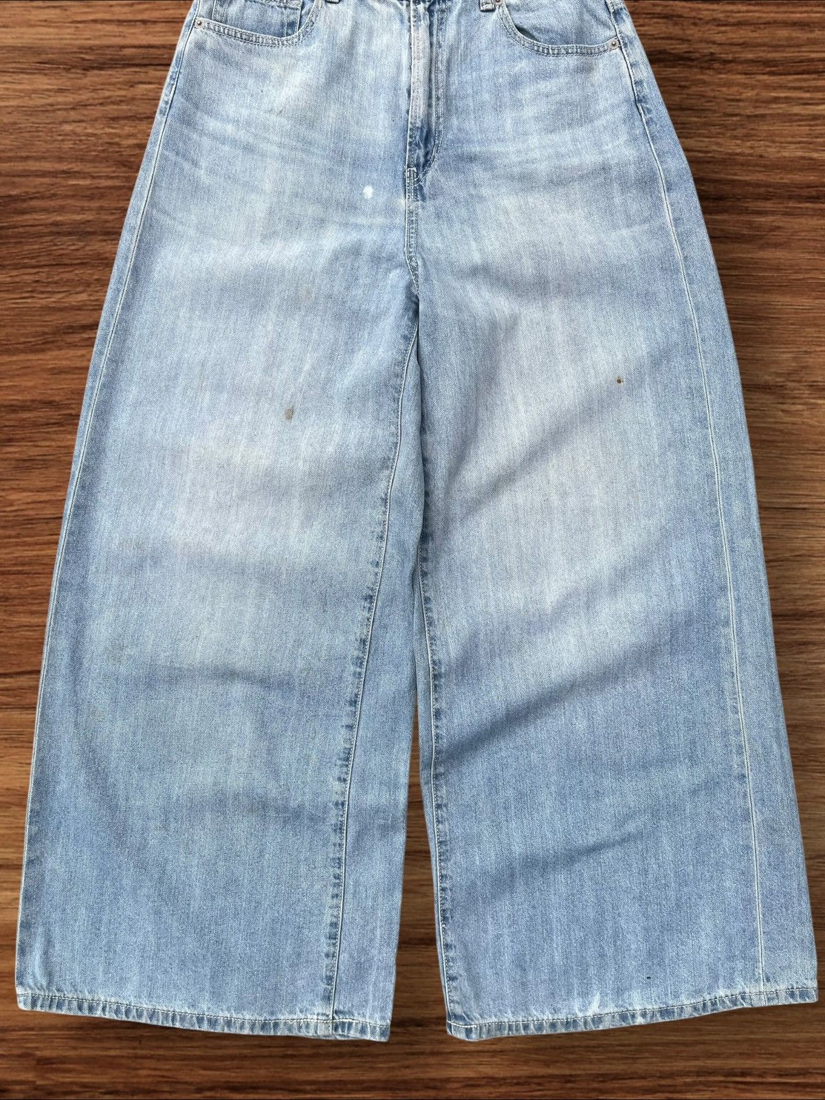 GU × Japanese Brand × Uniqlo Vintage Japanese Brand GU Super Wide Leg Blue Washed Jeans Size 26" / US 2 / IT 38 - 7 Thumbnail