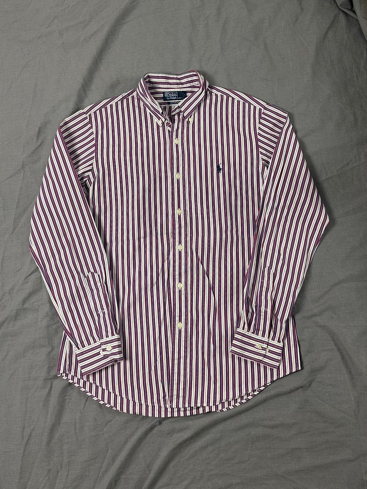 Pre-owned Polo Ralph Lauren X Vintage Polo Ralph Laurent Striped Shirt In White/purple