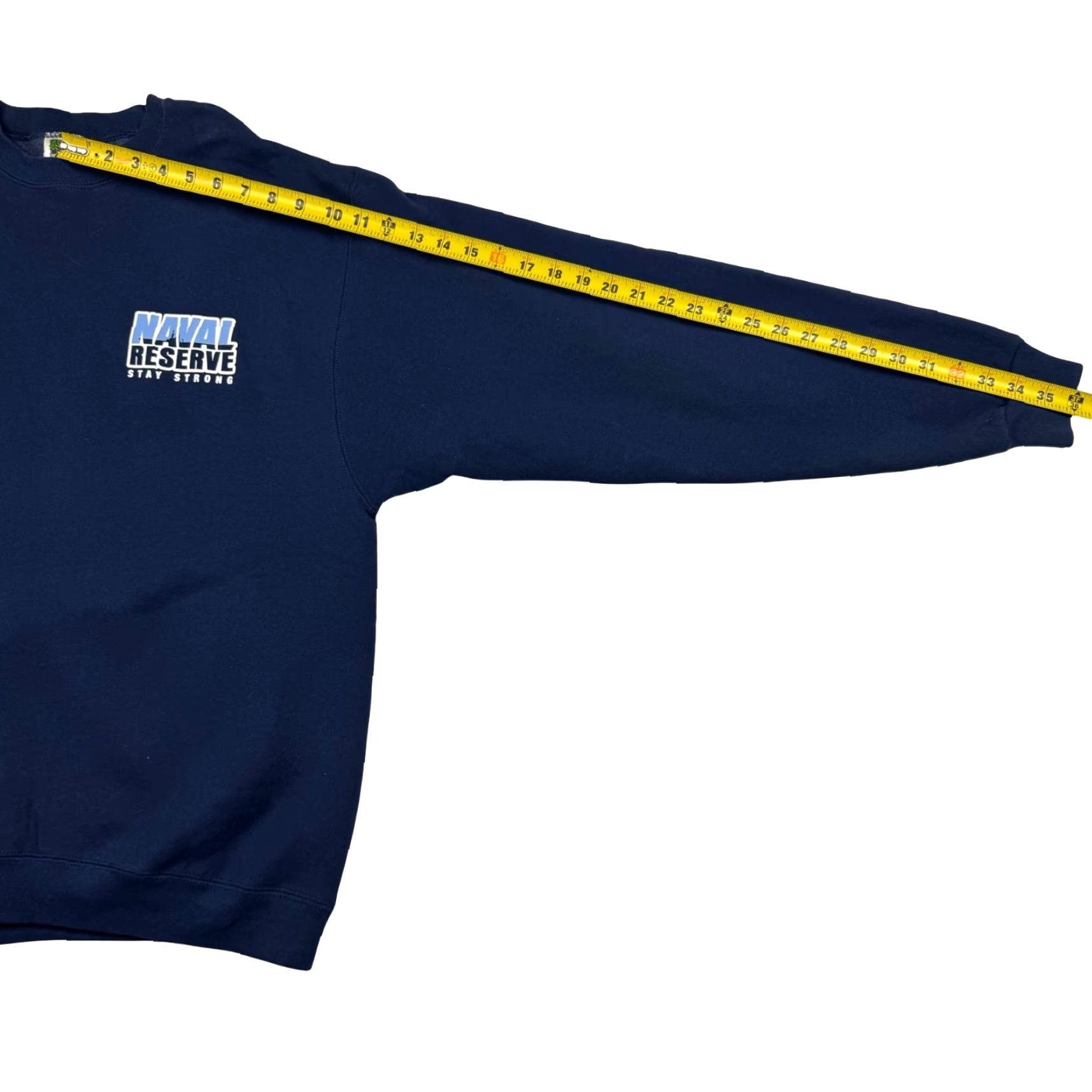 Fruit Of The Loom VTG Naval Reserve Stay Strong Men's L/S T-Shirt BLue • USA • Large Size US L / EU 52-54 / 3 - 7 Thumbnail
