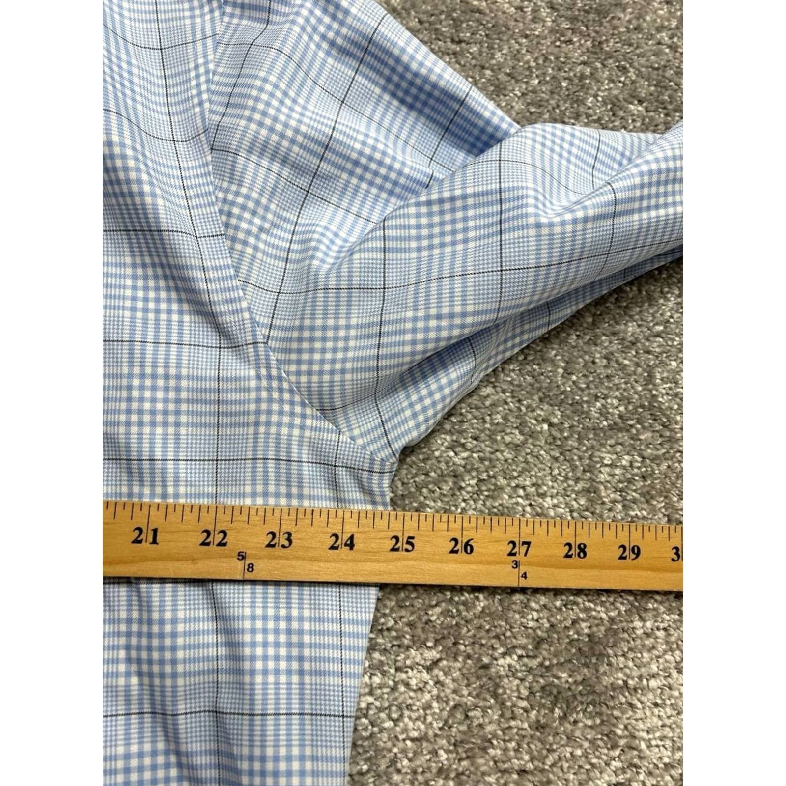 Brooks Brothers Brooks Brothers 346 Dress Shirt Mens 17 Blue Plaid Slim Fit Button Up Shirt Size 46R - 4 Thumbnail