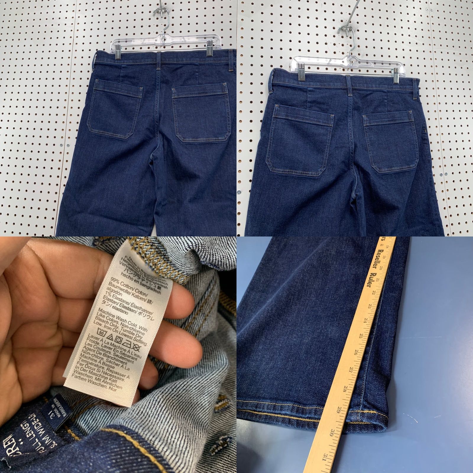 J.Crew J.CREW Sailor Denim Jeans Womens 31 Blue Slim Wide Leg Premium Edition 35x30 Size 24" / US 00 / IT 34 - 8 Thumbnail