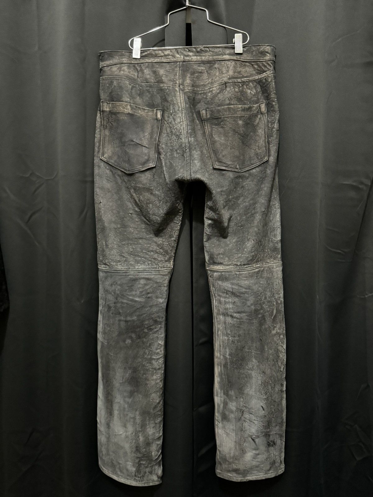 Other Black Distressed Leather Biker Pants Size US 34 / EU 50 - 3 Thumbnail