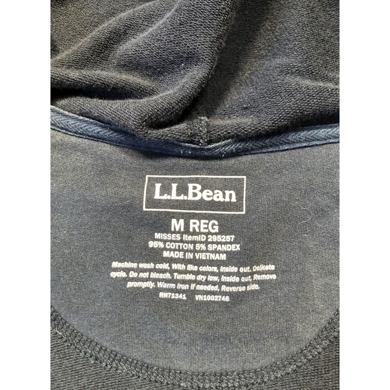 Vintage LL Bean Jacket Womens Medium Navy Blue Snap Front Hooded Long Cotton Blend Coat Size M / US 6-8 / IT 42-44 - 7 Thumbnail