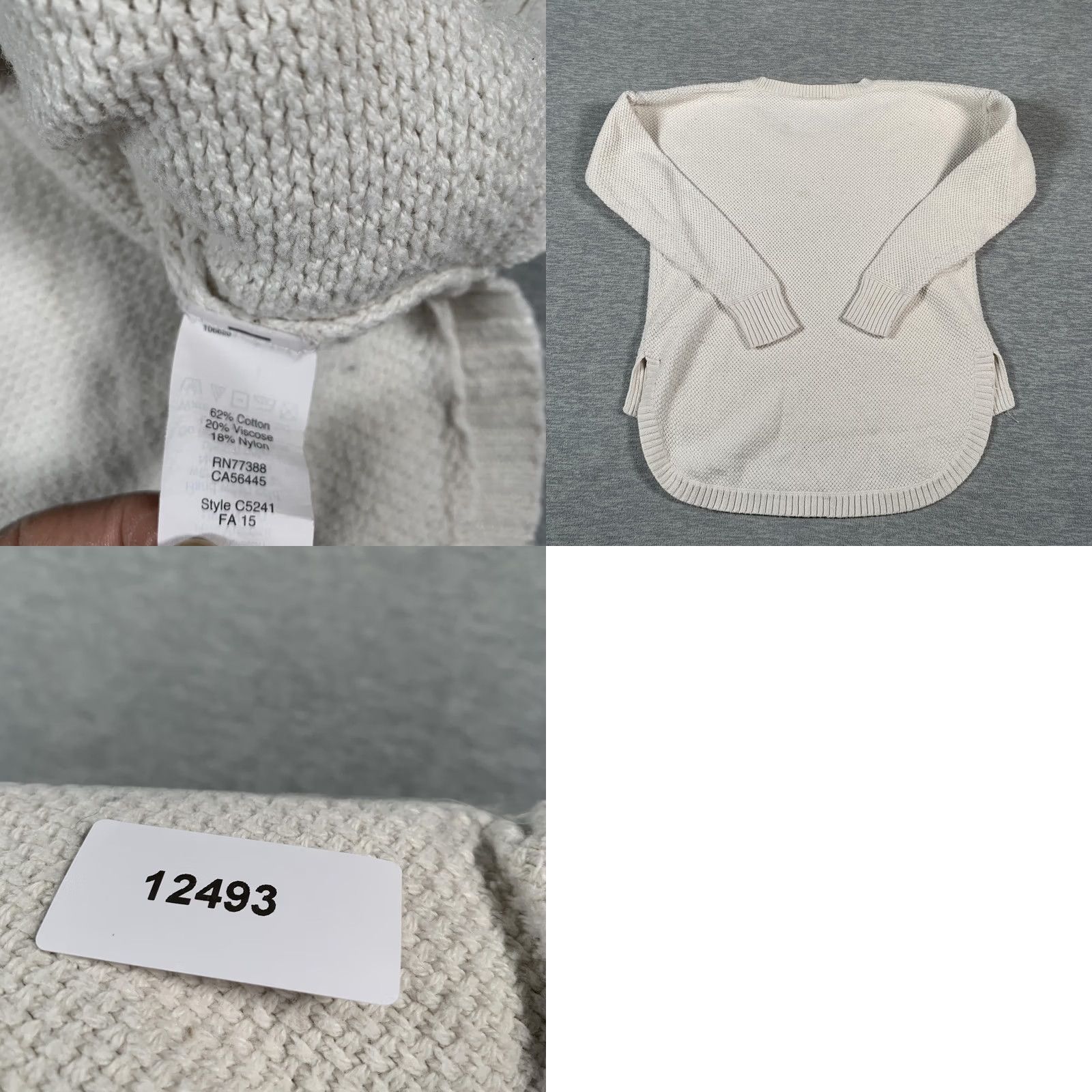 Madewell Madewell Sweater Womens XS Ivory Crewneck Textured Knit High Low Hem Pullover Size XS / US 0-2 / IT 36-38 - 8 Thumbnail