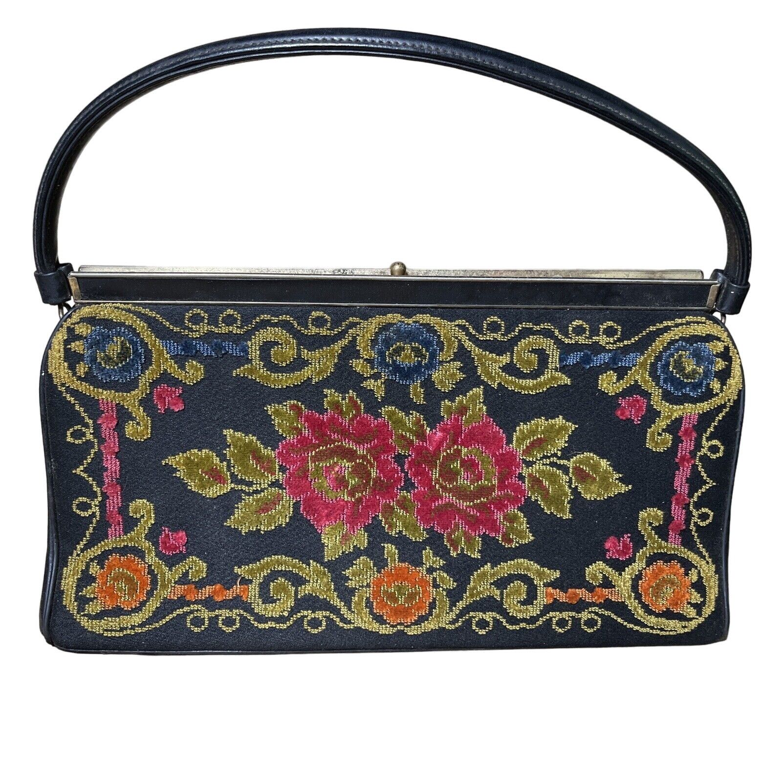 Other Vintage Needlepoint Embroidered Florals Top Handle Bag Size ONE SIZE - 1 Thumbnail