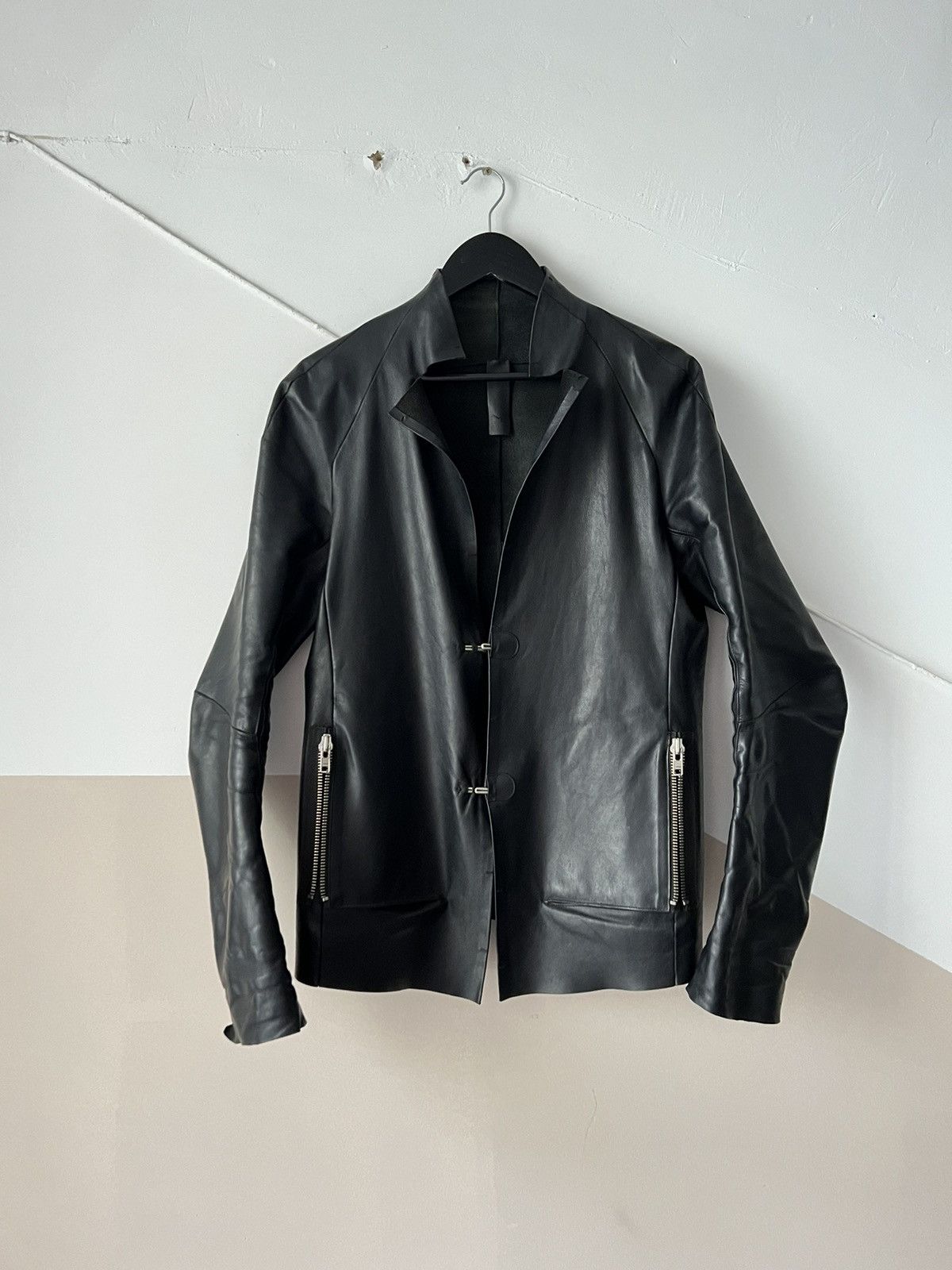 image of Yohan Serfaty x Yproject Ss’12 Ad Vitam / Leather Jacket in Black, Men's (Size Medium)