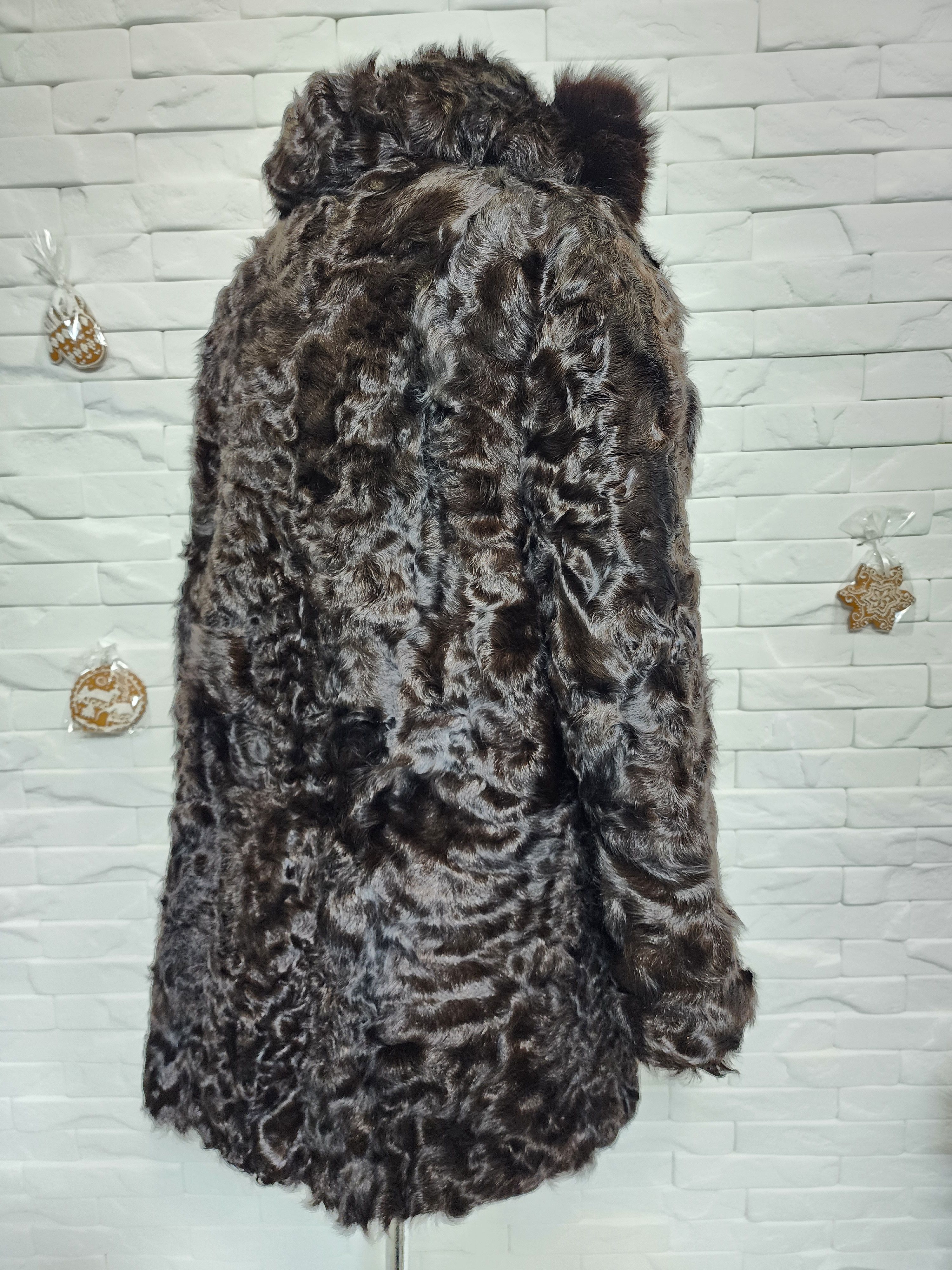 Furla Black Goat Fur Coat: Women's Warm Hooded Outerwear Size L / US 10 / IT 46 - 4 Thumbnail