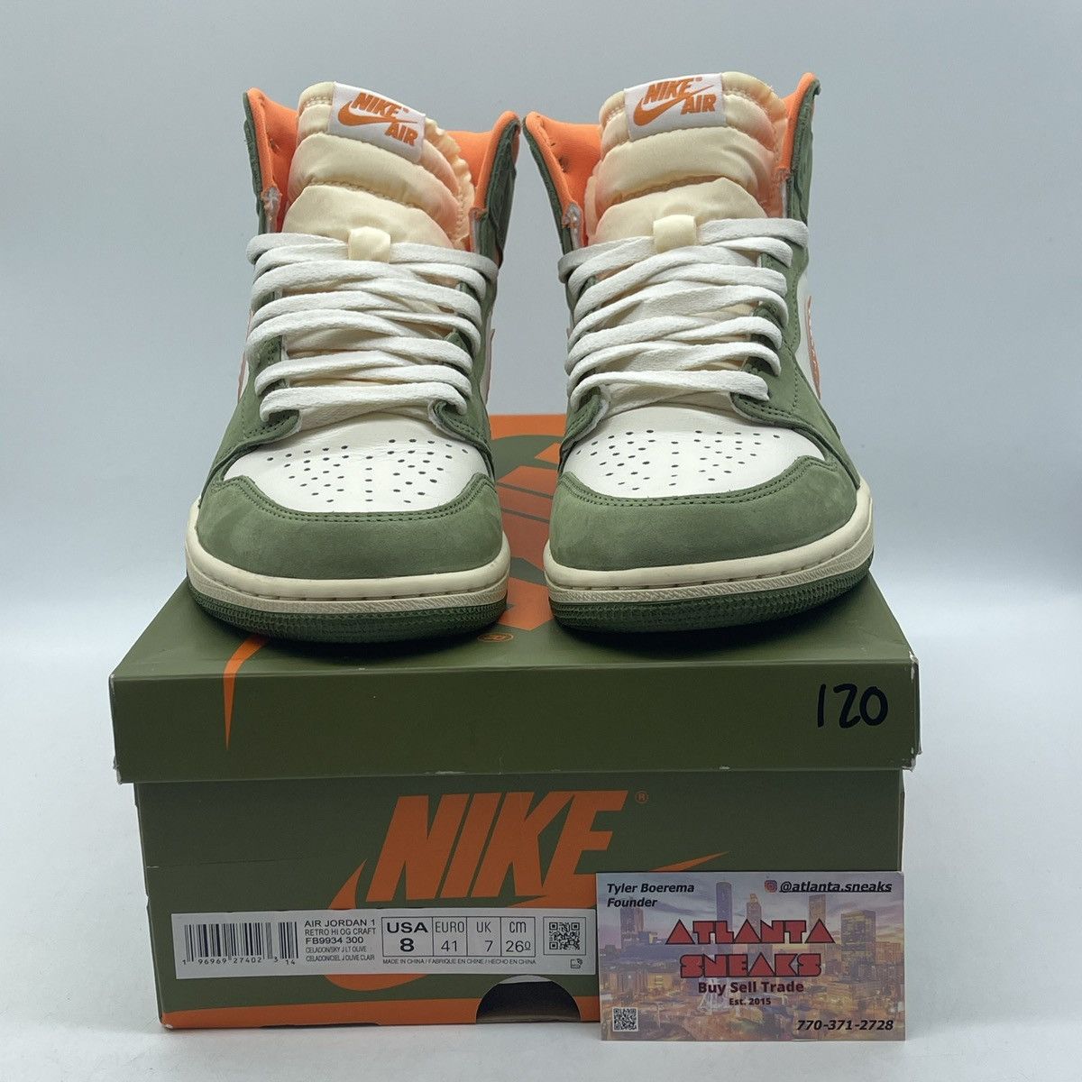 Nike Air Jordan 1 craft celadon Size US 8 / EU 41 - 2 Thumbnail