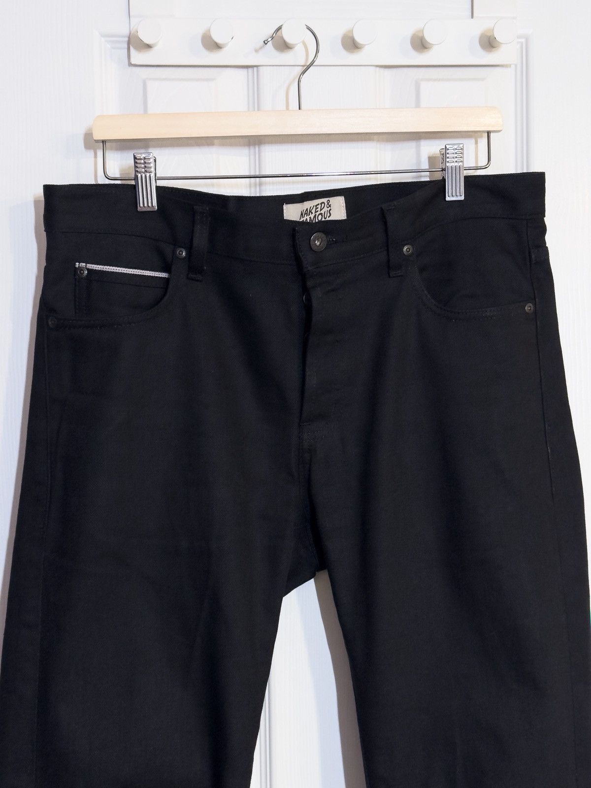 Naked & Famous Naked & Famous Super Guy Black Cobra selvedge denim jeans Size US 34 / EU 50 - 3 Thumbnail