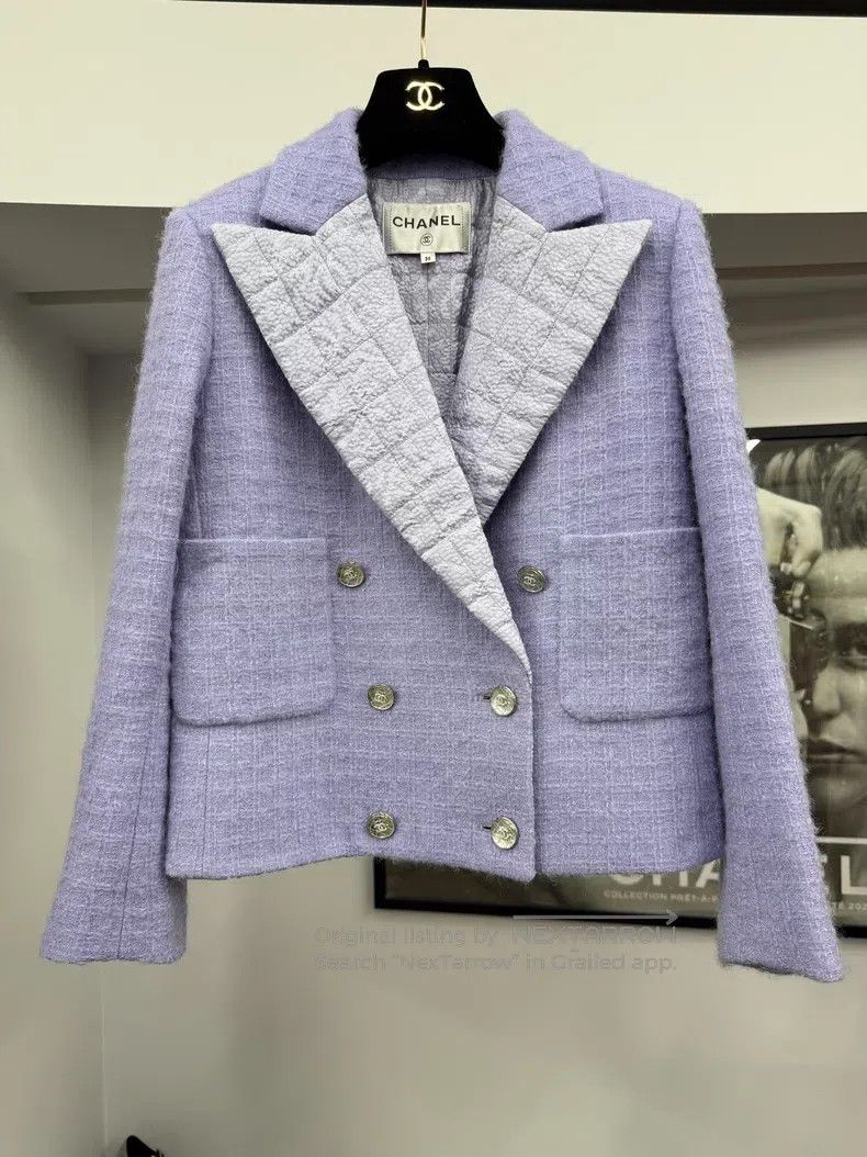 Chanel Chanel Taro purple lapel double-breasted jacket Size XS / US 0-2 / IT 36-38 - 1 Thumbnail