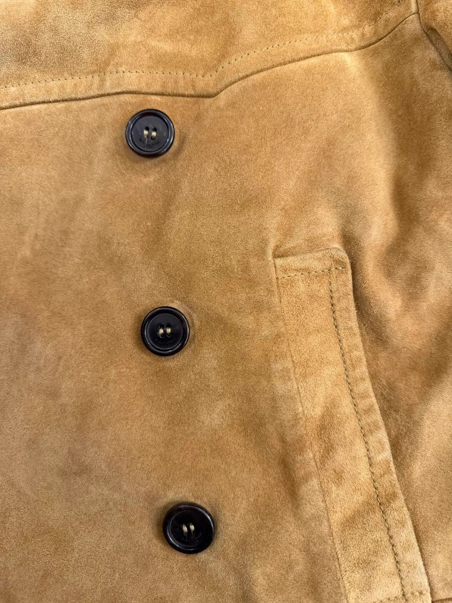 Saint Laurent Paris SLP Natural Calfskin Suede Napoleon Jacket F34 Size XS / US 0-2 / IT 36-38 - 7 Thumbnail