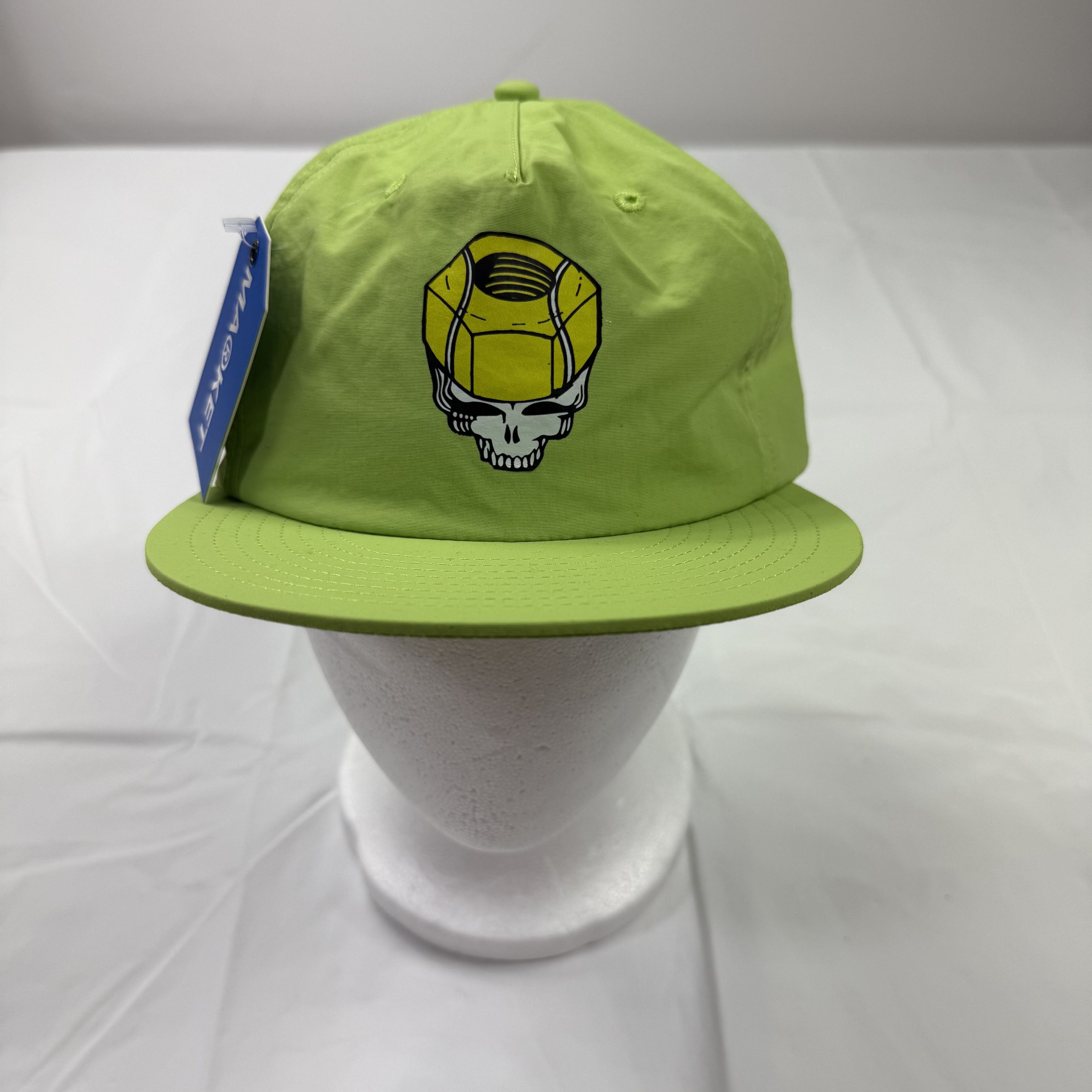 Market Market Grateful Dead Bolt Nut Skull Snapback Hat Lime Green Size ONE SIZE - 1 Thumbnail