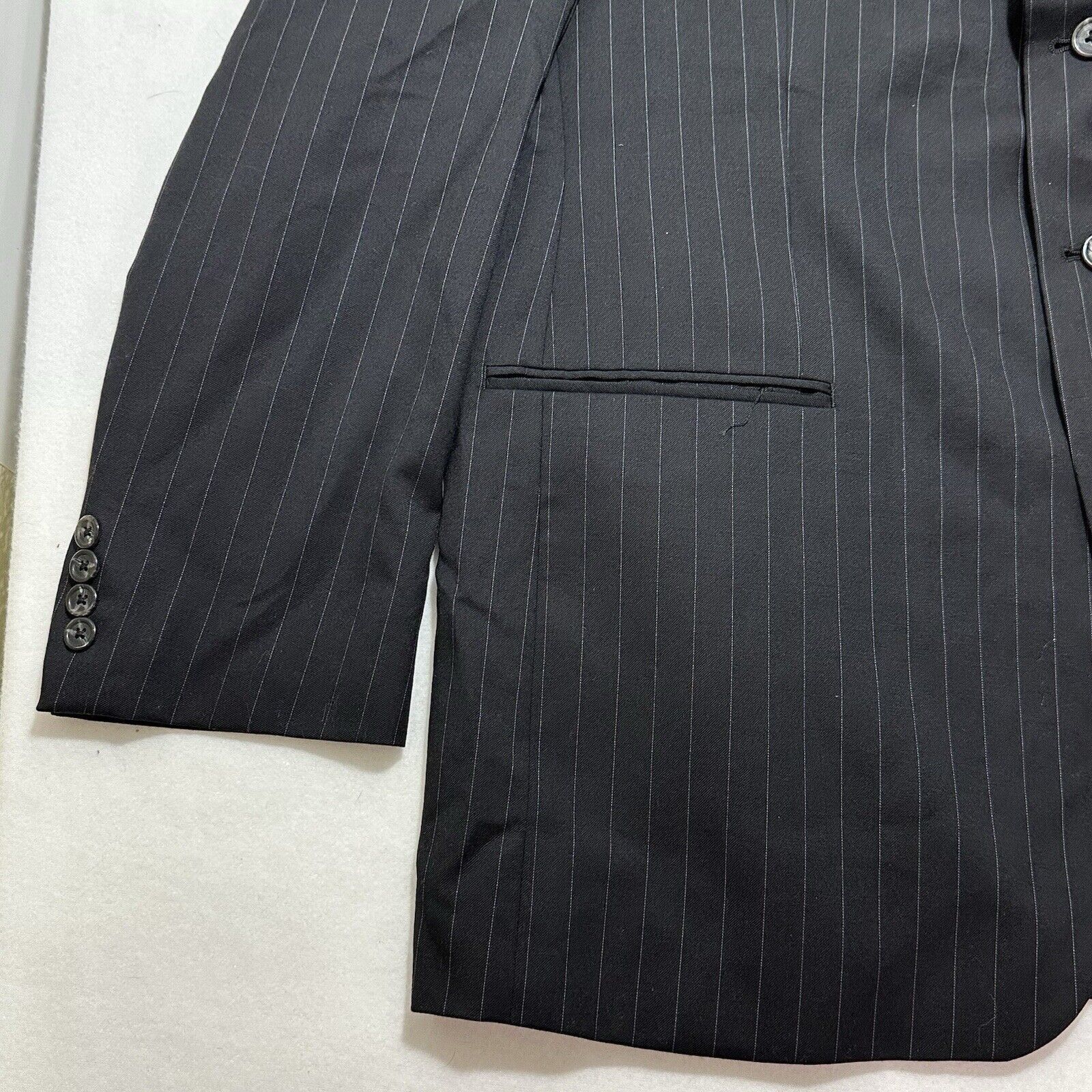 Chaps Chaps Suit Jacket Men's 46LWool Black Pinstripe Sport Coat Size 46L - 5 Thumbnail