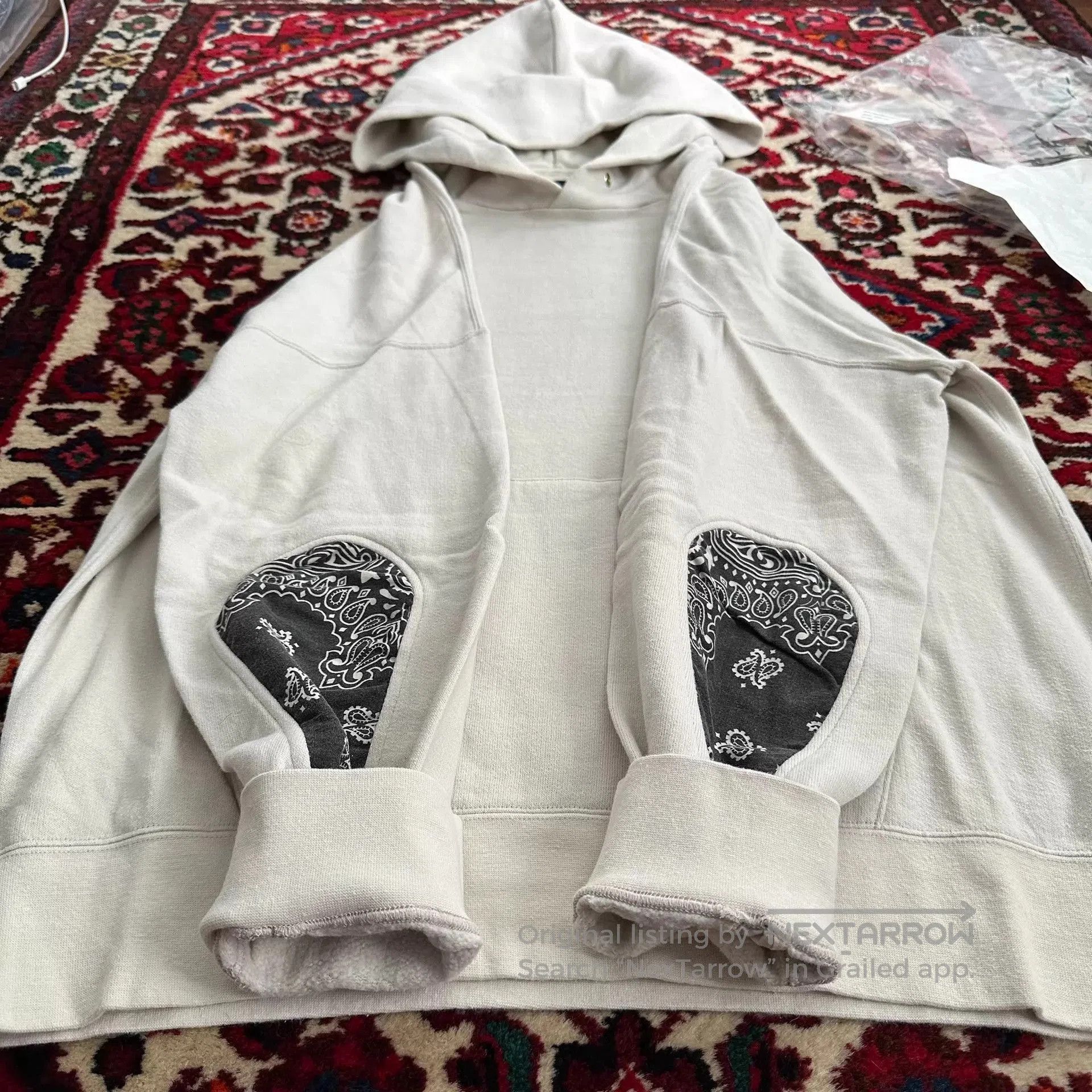 Visvim White Hoodie with Bandana Print Elbow Patches. Size US S / EU 44-46 / 1 - 2 Thumbnail