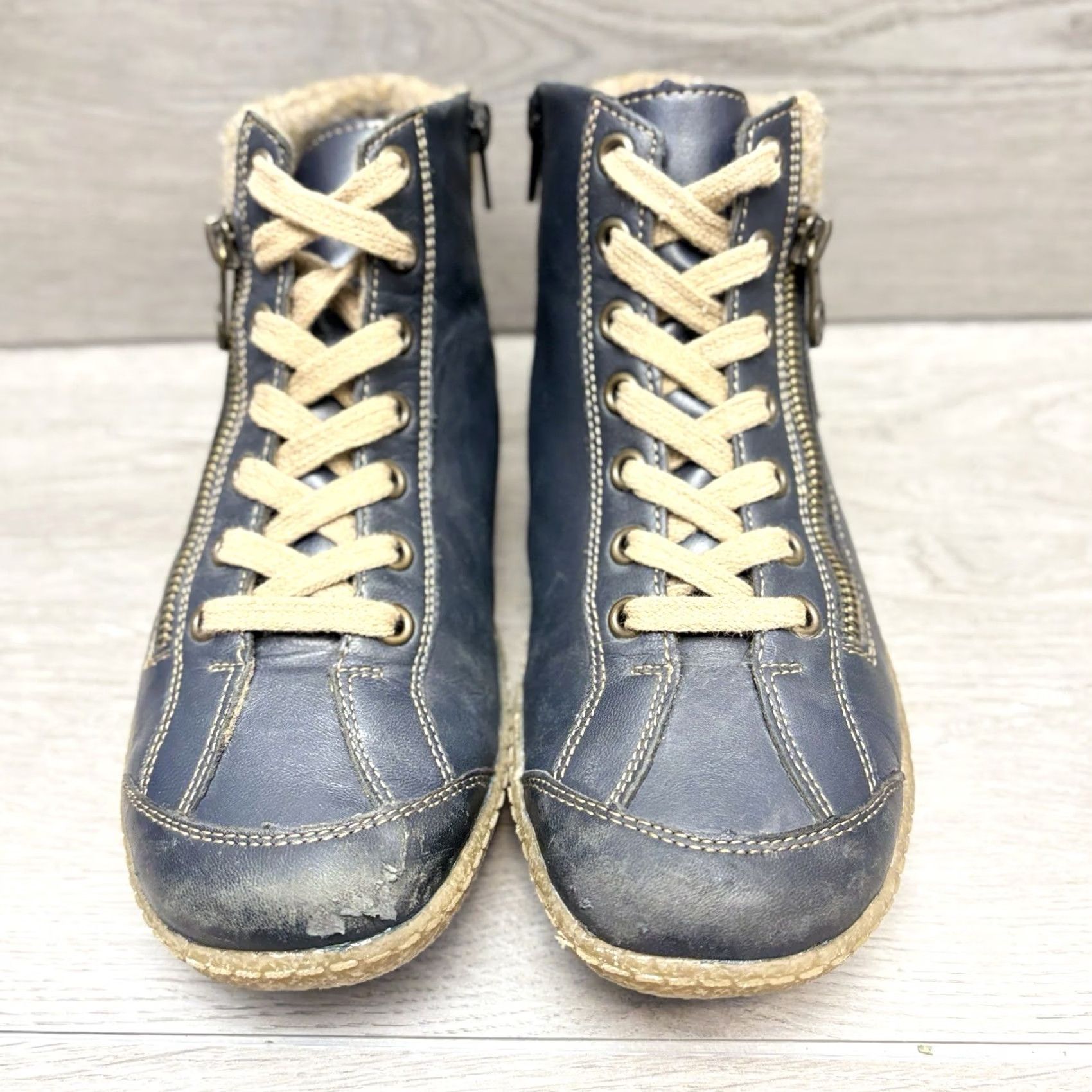 Rieker Rieker Remonte Boots R4775-14 Navy Leather Side Zip Lace Up Ankle EU 38 – Pre-owned Condition Size US 7 / IT 37 - 7 Thumbnail