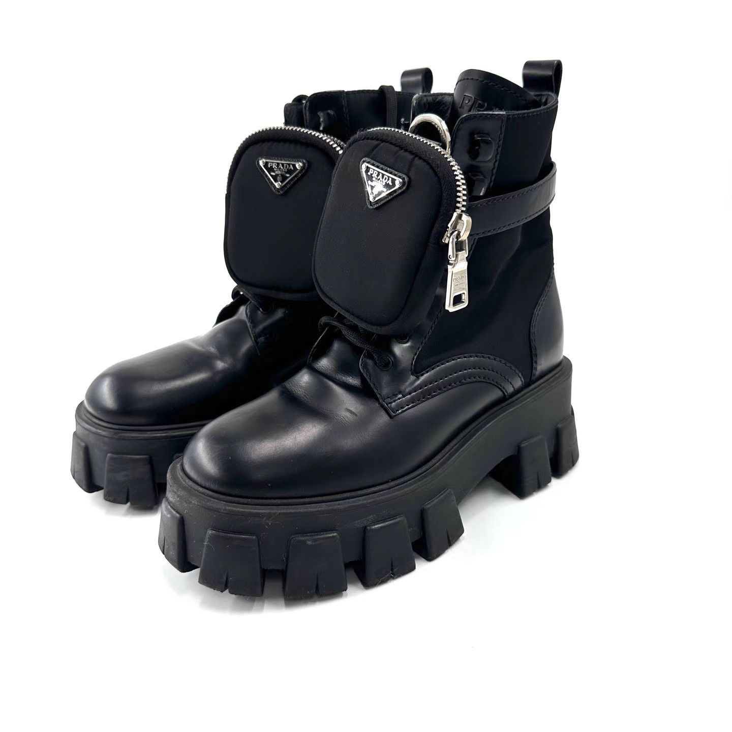 Prada Prada Monolith Mini Bag Logo Combat Boots K12 Size US 8 / EU 41 - 1 Thumbnail
