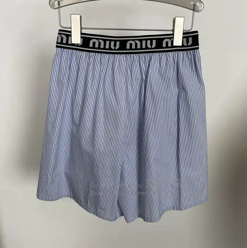 Miu Miu Miu Miu Summer Cotton Blue Striped Shorts . Size 23" - 2 Thumbnail