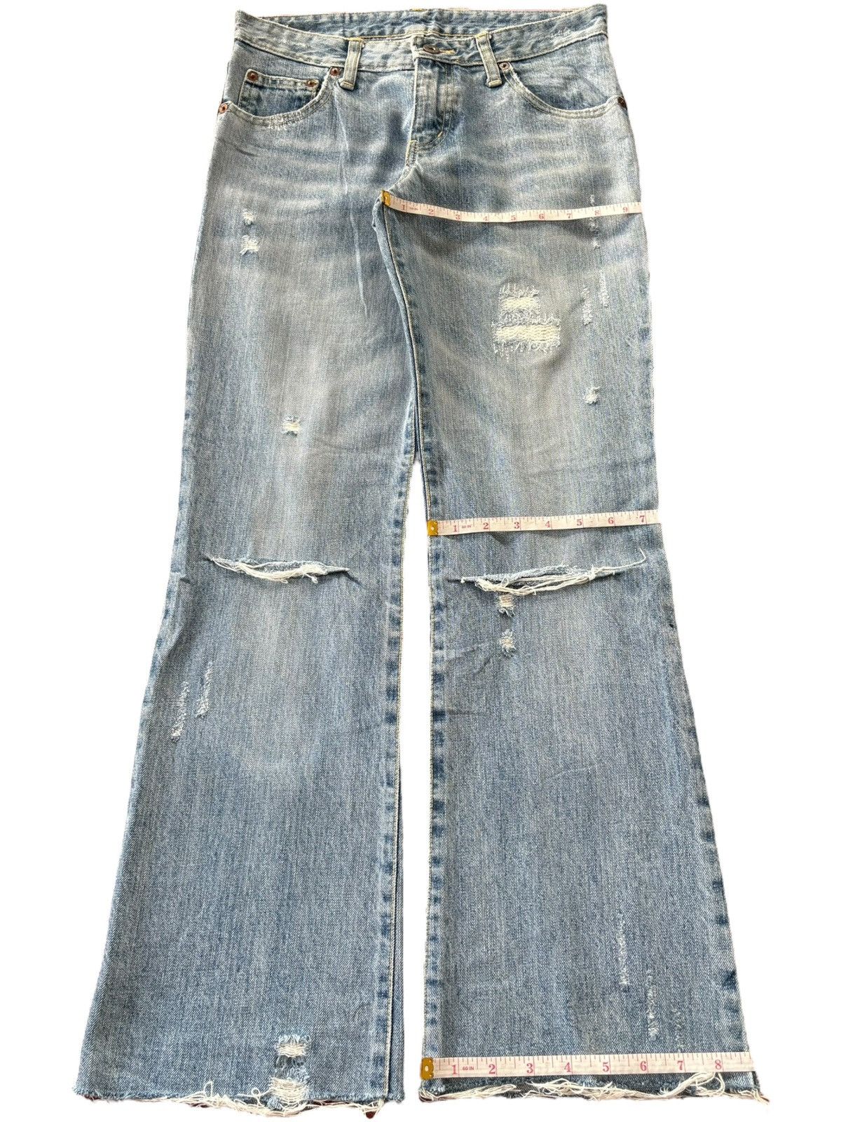 ATSURO TAYAMA Vintage Atsuro Tayama Faded Wash Distressed Flare Jeans Size 29" - 8 Thumbnail