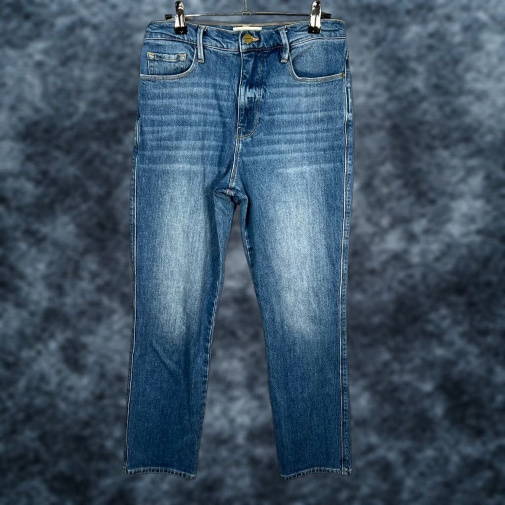 Frame Frame Jeans Womens 27 Crop High Rise Blue Denim Straight Leg 5-Pocket Size 27" / US 4 / IT 40 - 1 Thumbnail