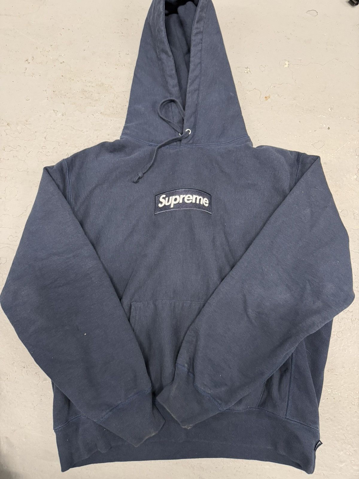 Supreme Navy Blue Box Logo Hoodie | Grailed