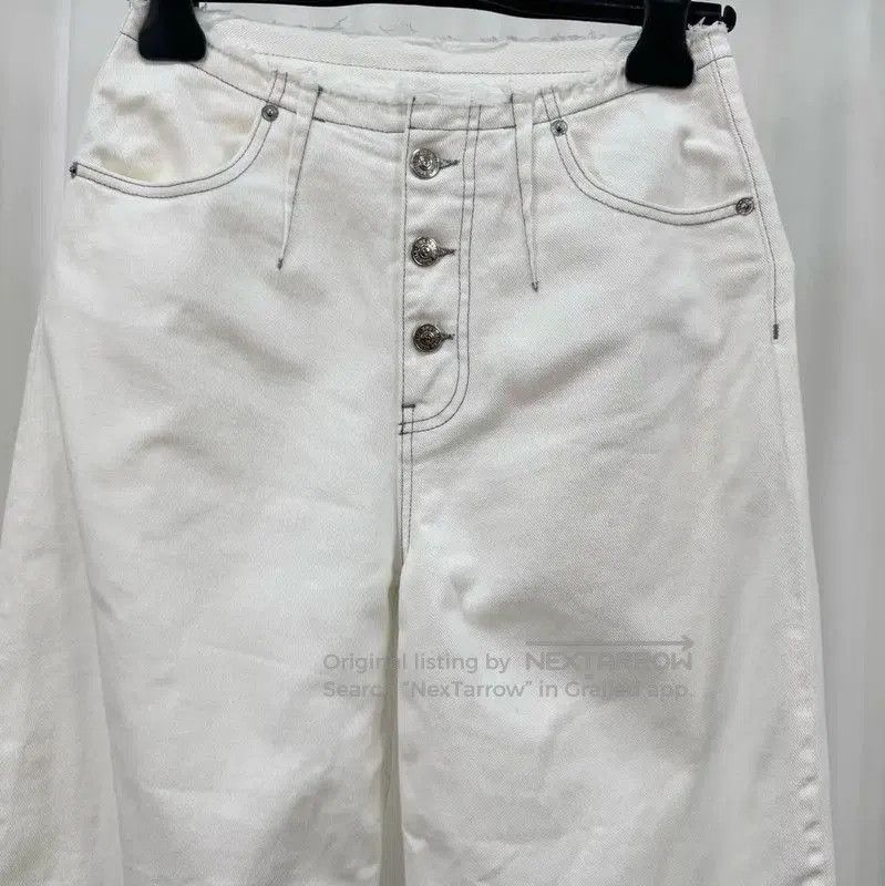 Maison Margiela Maison Margiela White Denim Logo Trousers for Women . Size 23" - 3 Thumbnail