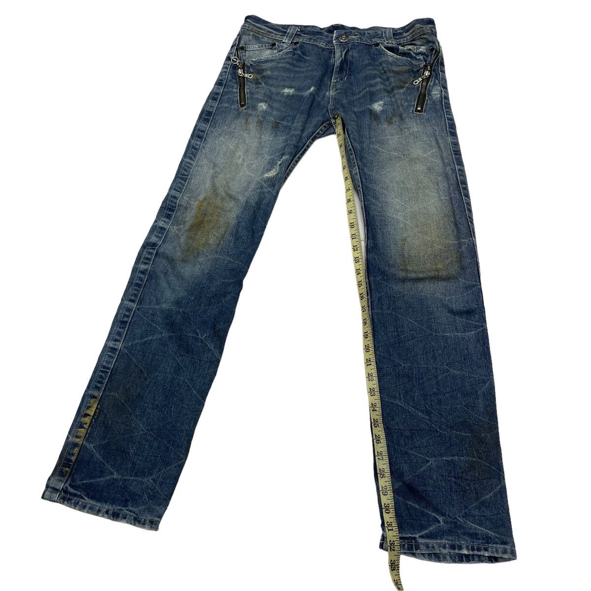 14th Addiction × If Six Was Nine × Le Grande Bleu (L.G.B.) Trashed Japanese Brand Ratle Trap Distress Denim Size US 32 / EU 48 - 14 Thumbnail