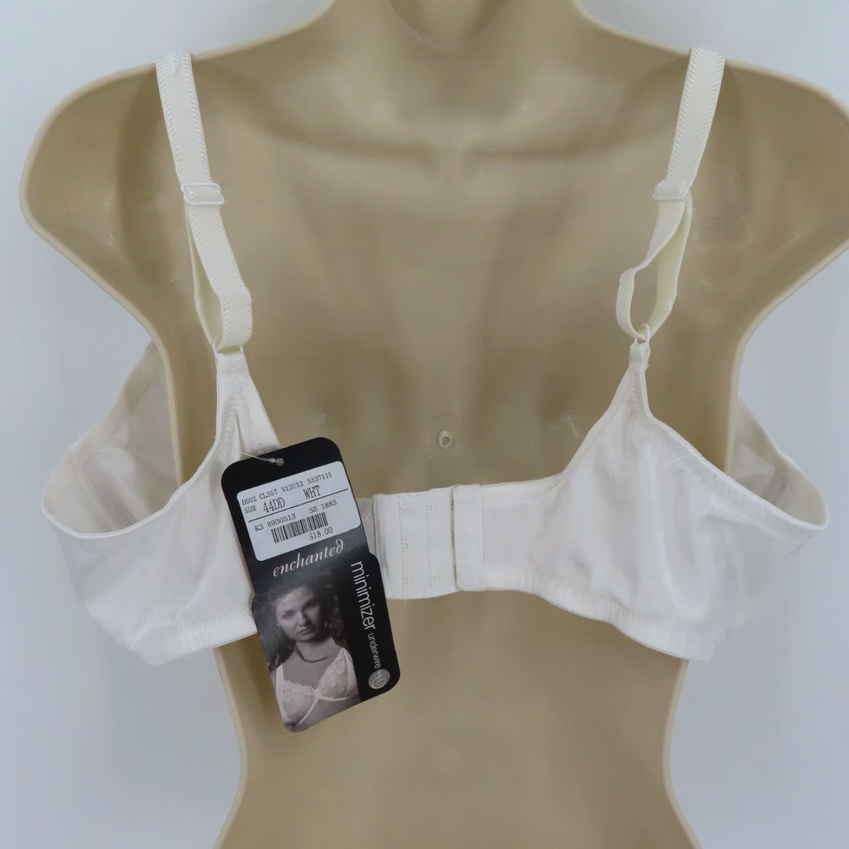 Vintage Enchanted Bra 44DD Minimizer Underwire Unlined White 537111 Size ONE SIZE - 6 Thumbnail