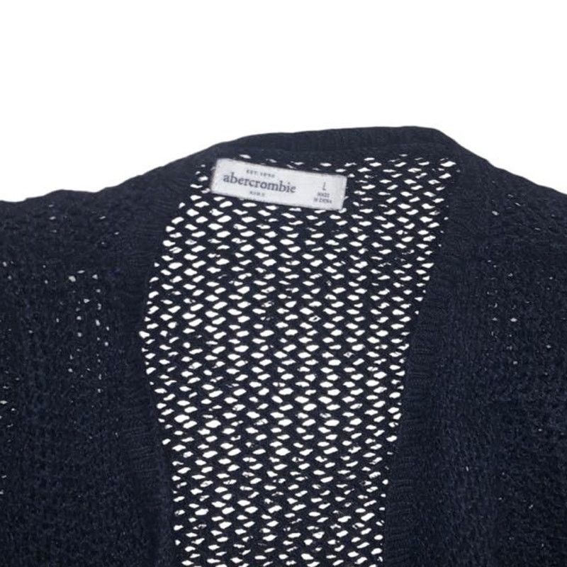 Abercrombie & Fitch VINTAGE Y2K Abercrombie Blue Knit Woven Cardigan Sweater LG Size L / US 10 / IT 46 - 4 Thumbnail
