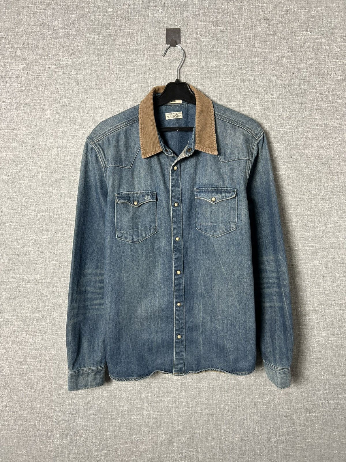 Allsaints AllSaints Redford Denim Long Sleeve Corduroy Collar Shirt Size US M / EU 48-50 / 2 - 1 Thumbnail