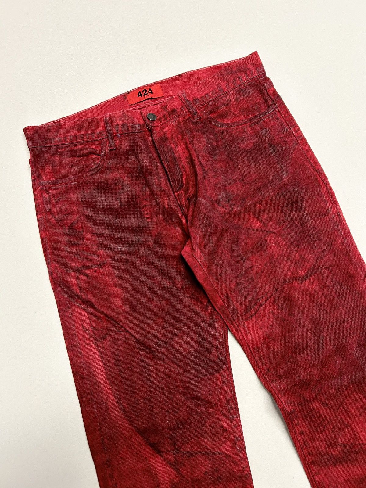 424 2018 Red Paisley Patch Denim Size US 30 / EU 46 - 5 Thumbnail