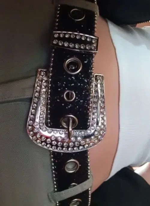 Other Asakawa x Kamon Rhinestone PU Leather Belt Size ONE SIZE - 5 Thumbnail
