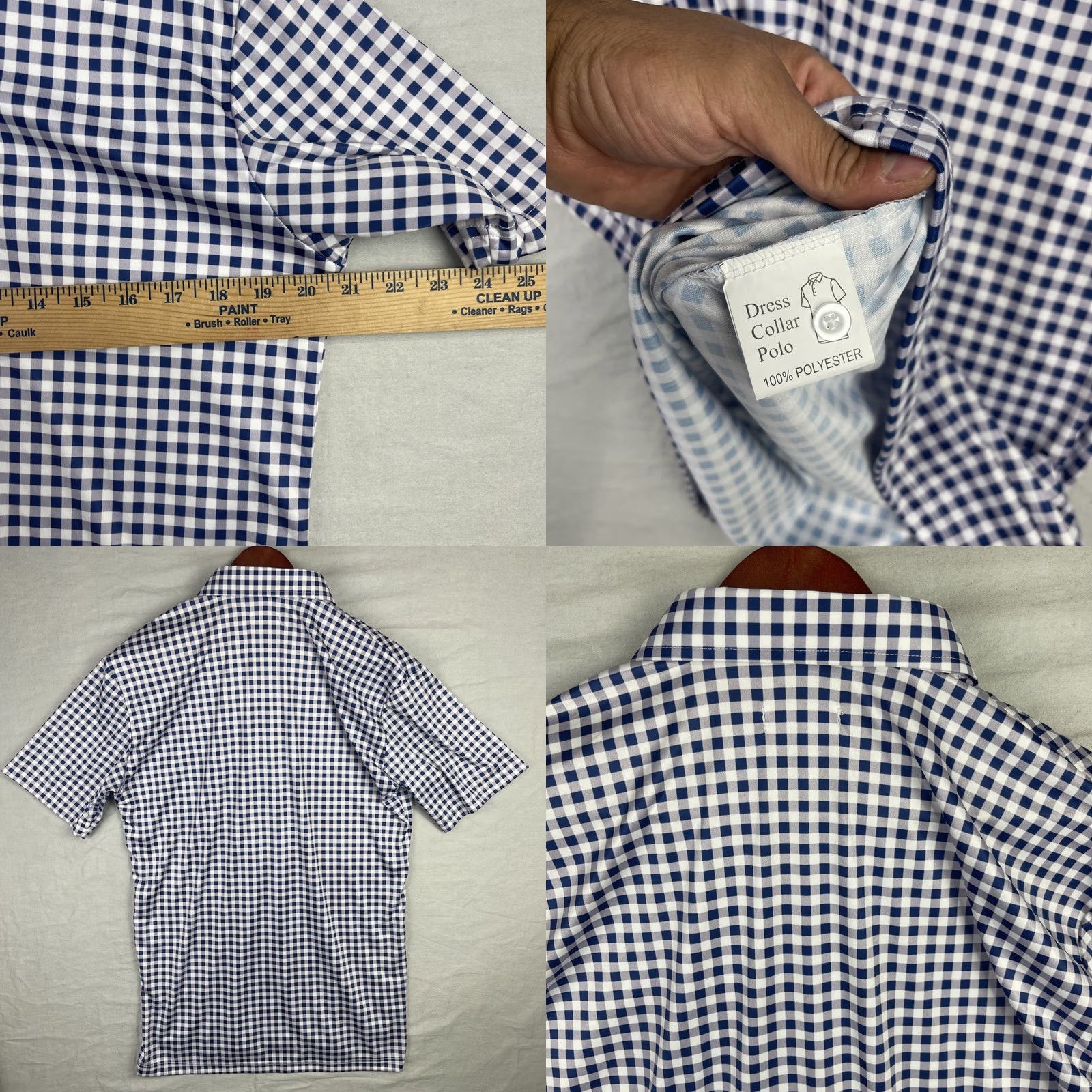 CO Collars & Co Polo Shirt Mens Large Blue Gingham Shirt Size 42R - 8 Thumbnail
