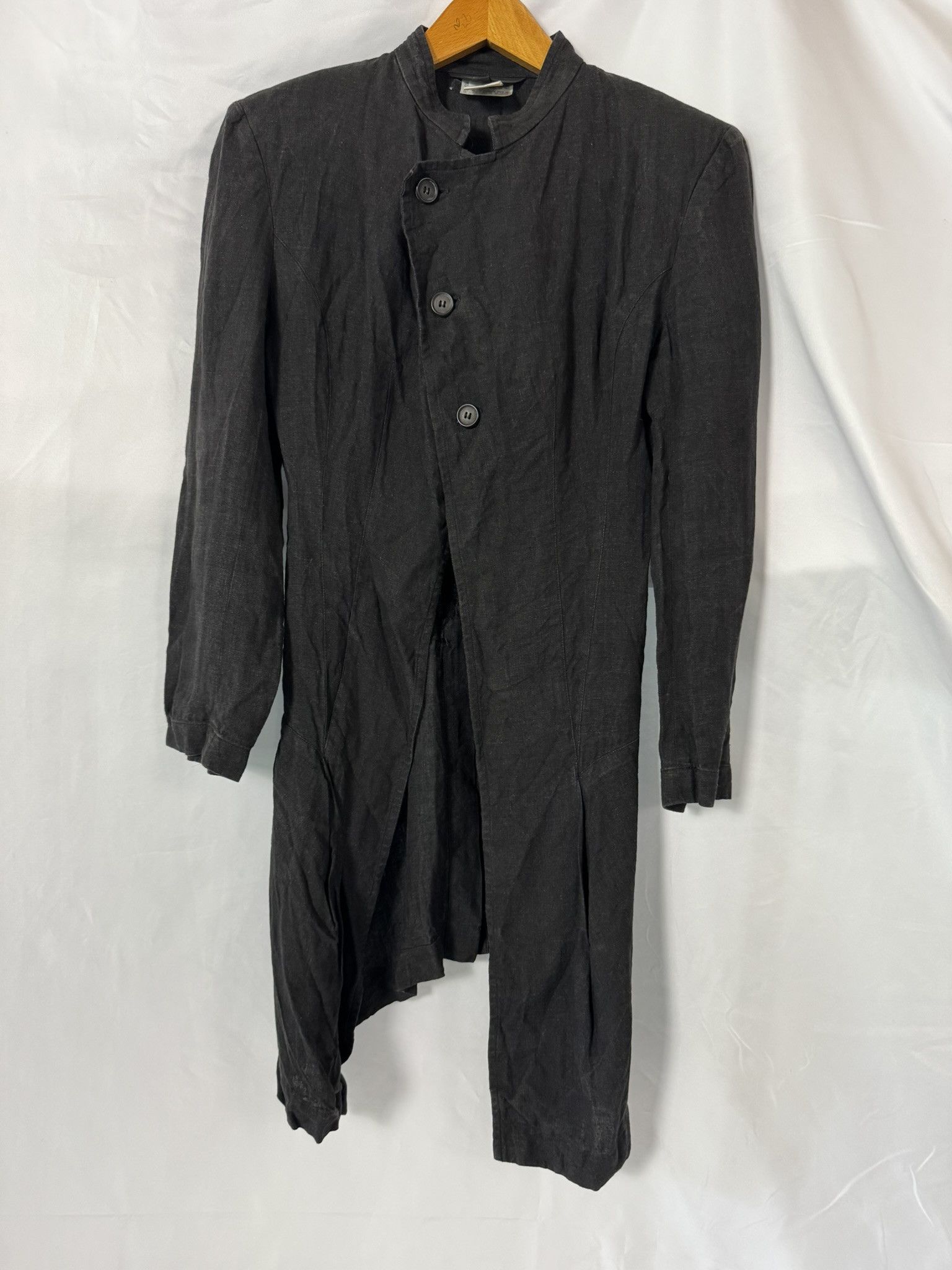 Comme des Garcons Vintage Comme des Garçons Black Linen Asymmetric Jacket Size S / US 4 / IT 40 - 1 Thumbnail