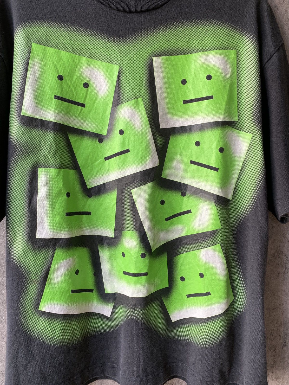 Acne Studios Acne Studios Black & Green Ellison Tone Face T-Shirt Size US L / EU 52-54 / 3 - 3 Thumbnail